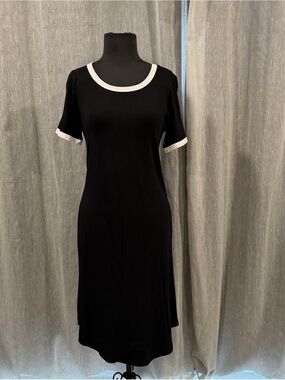 Acemi Black Midi Dress with White Contrast Trim